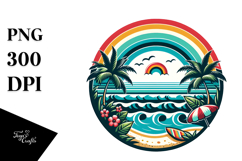 Vintage Tropical Beach Sunset PNG Product Image 1