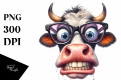 Cow Crazy Funny Cow Portrait with Big Teeth Clipart Product Image 1