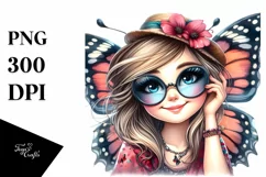 Funny Butterfly Portrait | Watercolor Clipart Product Image 3
