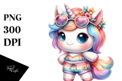 Colorful Baby Unicorn with Beachwear | Clipart Product Image 3