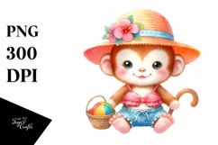 Colorful Cute Baby Monkey Sublimation Clipart Product Image 3