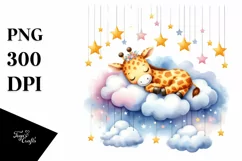 Cute Baby Giraffe Watercolor Clipart Product Image 3
