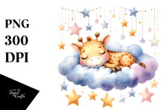 Cute Baby Giraffe Watercolor Clipart Product Image 3