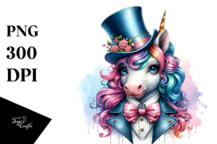 Baby Unicorn in Top Hat PNG Product Image 1