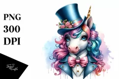 Baby Unicorn in Top Hat PNG Product Image 3