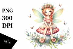 Whimsical Fairy with Paint-Like Bird PNG Product Image 1