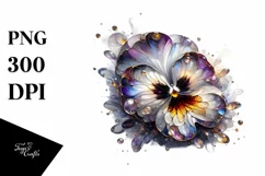Abstract Glossy Pansy Watercolor Clipart Product Image 1