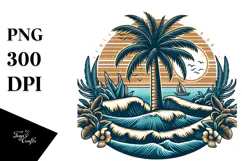 Vintage Tropical Tree Surf Clipart PNG Product Image 1