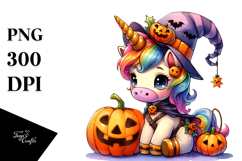 Cute Halloween Unicorn Watercolor Product Image 1