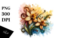 Abstract Wooden Narcissus Clipart Product Image 3