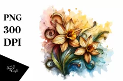 Abstract Wooden Narcissus Clipart Product Image 3