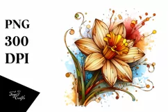 Abstract Wooden Narcissus Clipart Product Image 1