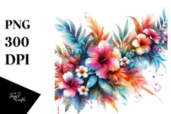 Vibrant Hawaiian Floral Frame, Transparent PNG Product Image 1