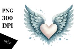 Washed Wings Heart Design, PNG Product Image 1