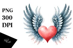 Washed Wings Heart Design, PNG Product Image 1