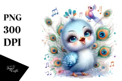 Energetic Baby Peacock Singer PNG Product Image 1