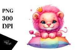 Cute Resting Pink-ish Lion PNG Product Image 1