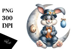 Goofy Bunny on Half Moon PNG Product Image 1