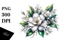 Gardenia with Watercolor Splash PNG Product Image 1
