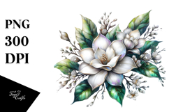 Gardenia with Watercolor Splash PNG Product Image 1