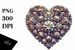 Retro Heart Made of Broken Diamonds, PNG Product Image 1