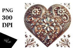 Retro Diamond Heart, PNG Product Image 1