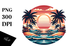 Retro Tropical Beach Sunset, 20 oz Tumbler Product Image 1