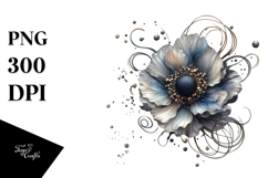 Watercolor Anemone Metallic Frame PNG Product Image 1