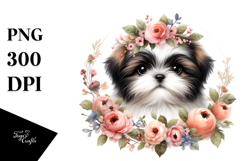 Baby Shih Tzu Floral | Sublimation Clipart Product Image 1