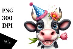 Cow Cow Portrait with Funny Goofy Smile Clipart Product Image 3