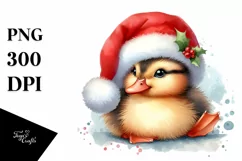 Cute Baby Duck with Santa Hat PNG Product Image 3