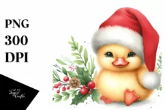Cute Baby Duck with Santa Hat PNG Product Image 3