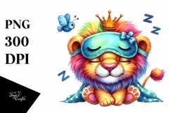 Cute Baby Lion with Sleeping Mask | Sublimation Clipart Product Image 3