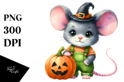 Vibrant Halloween Baby Mouse Pumpkin | Clipart Product Image 1