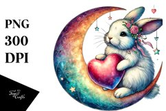 Adorned Rabbit on Moon PNG Product Image 1