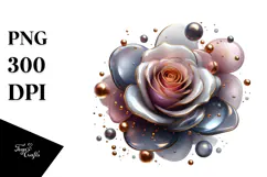 Abstract Rose with Golden Insertions PNG Product Image 1