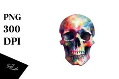Colorful Skull with Butterfly Silhouettes, Transparent PNG Product Image 1