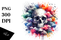 Colorful Skull with Butterfly Silhouettes, Transparent PNG Product Image 1