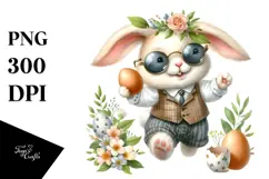 Happy Bunny with Vintage Hat PNG Product Image 1