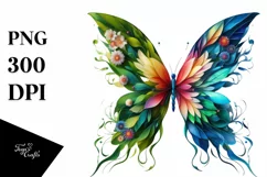 Abstract Vibrant Plant Leaves and 3D Flowers Butterfly Frame Product Image 1