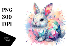 Pastel Diamond Bunny on Splashy Background PNG Product Image 1
