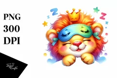 Cute Baby Lion with Sleeping Mask | Sublimation Clipart Product Image 1