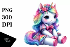 Cute Baby Sitting Unicorn PNG Product Image 1