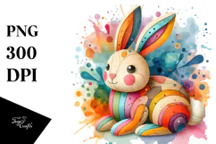 Wooden Bunny with Golden Insertions PNG Product Image 1