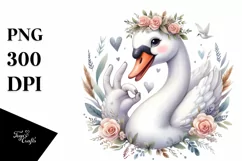 Detailed Swan Love Sign | Sublimation Clipart Product Image 1