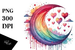 Colorful Half Moon Hearts PNG Product Image 1