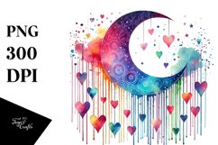 Colorful Half Moon Hearts PNG Product Image 1