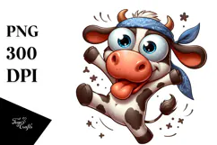 Whimsical Cow with Bandana PNG Product Image 1