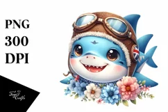 Colorful Baby Shark, Aviator Suit |Clipart Product Image 1
