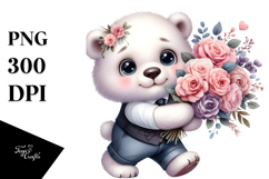 Polar Bear Standing with Flower Bouquet | Funny Expressive Product Image 1